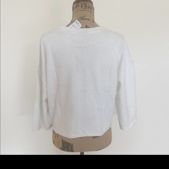 NWT Forever 21 Long Sleeve Cotton Cropped Sweatshirt - Picture 2 of 7